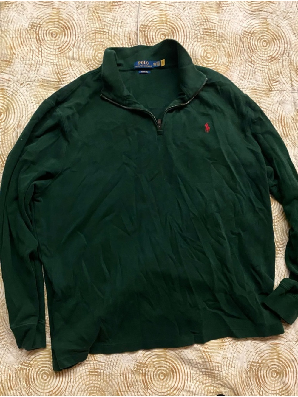 Polo by Ralph Lauren Forest Green Quarter-Zip Pullover with Red Pony